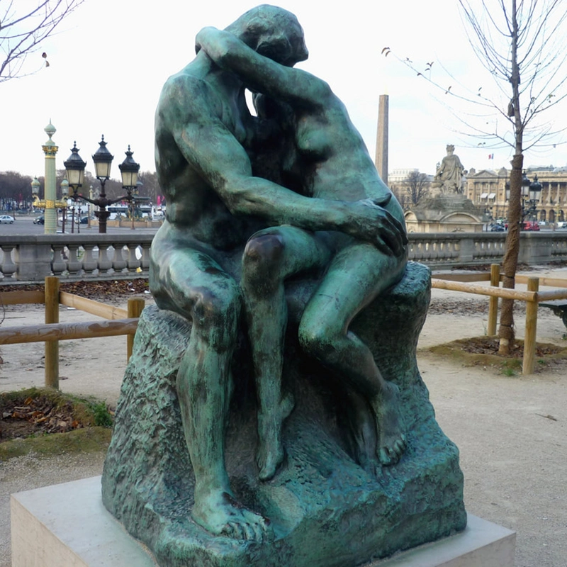 Bronze Statue The Kiss by Auguste Rodin in The Tuileries Garden